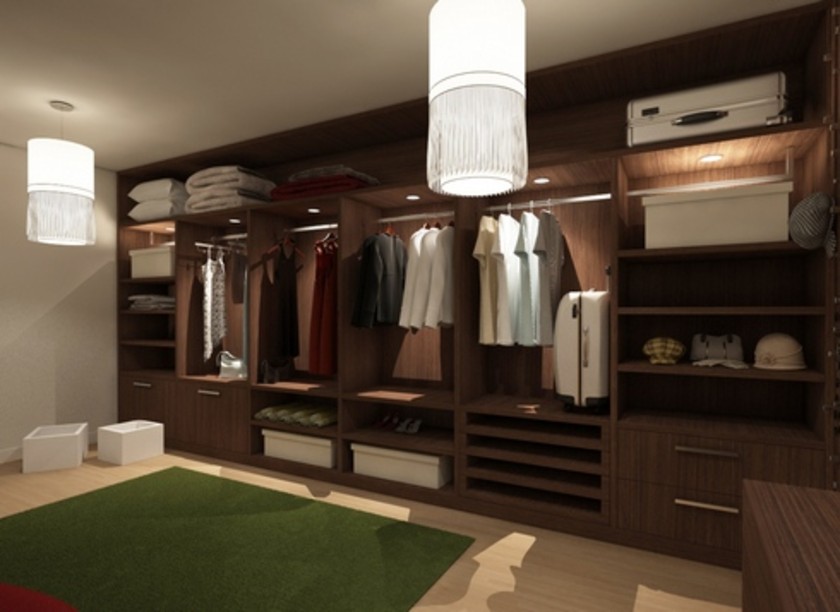 Классическая гардеробная комната из массива с подсветкой Петропавловск