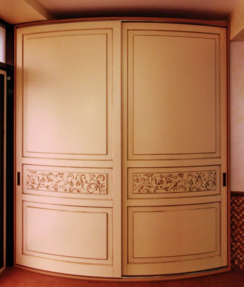 Радиусный шкаф купе с фрезеровкой, эмаль Петропавловск
